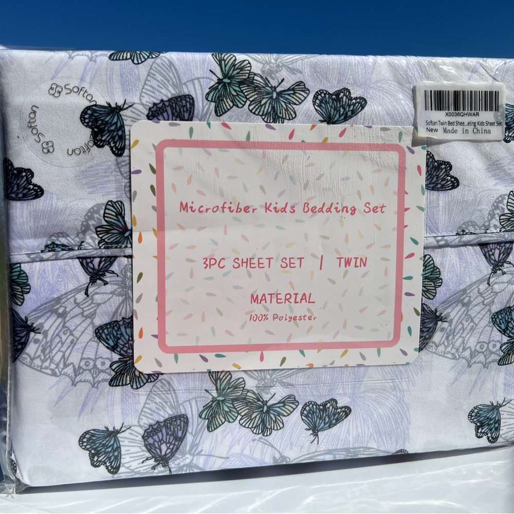 3pc Kids Sheet Set, Butterfly Pattern